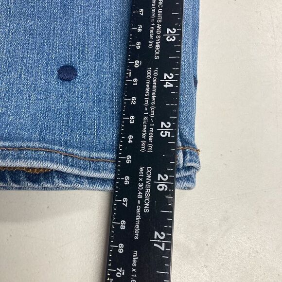 J.CREW Women’s Jeans 9” High-Rise Toothpick Polka Dot Blue Inseam 26” - Picture 6 of 10